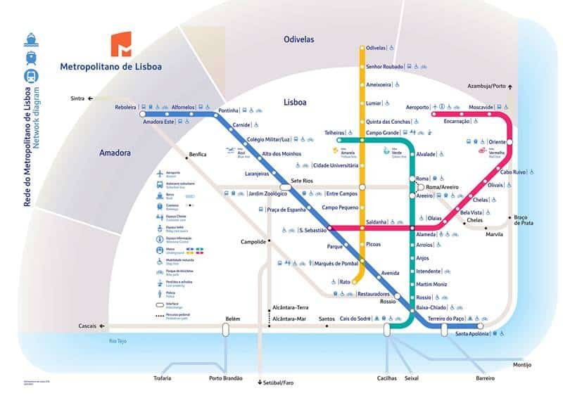 mapa-do-metro-de-lisboa 3 Dicas para turistar em Portugal em 1 dia: O que fazer, que cartões levar e como usar transporte público Destaque Viagem e Destinos 
