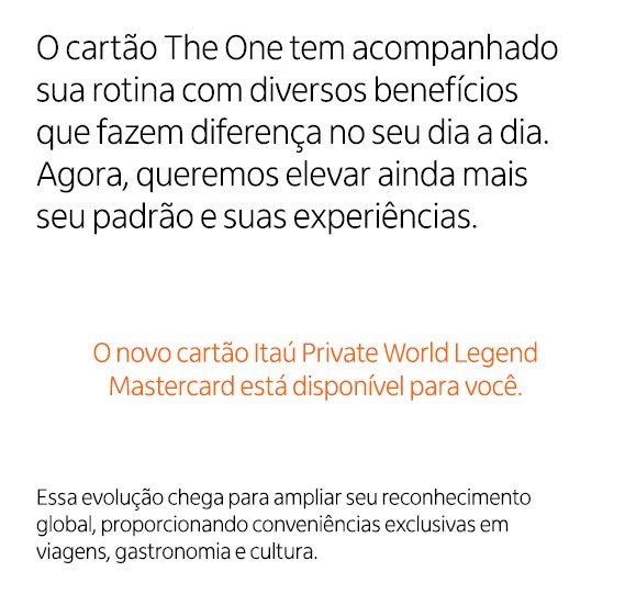 private-convite Clientes já começam a receber convites para o novo Itaú World Legend Mastercard, VEJA Cartões e Bancos Destaque Milhas e Emissões SALAS VIP