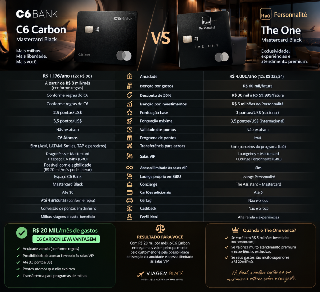 ce4aae95-0842-4aca-a99d-c8bf9410c9c6-1-1024x936 C6 Carbon vs Itaú The One? Veja qual cartão vale mais a pena Cartões e Bancos Destaque Mastercard Black Milhas e Emissões