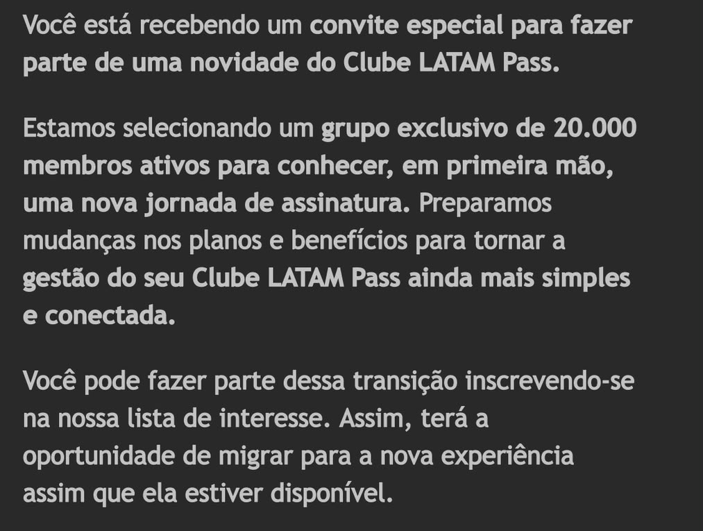 comunicado-latam-pass Clientes do Clube LATAM Pass recebem comunicado sobre mudança nos planos e benefícios Destaque Milhas e Emissões